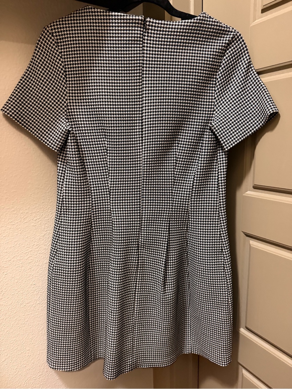 Zara Tailored Black and White Houndstooth Fit-and-Flare Dress - Picture 5 of 8